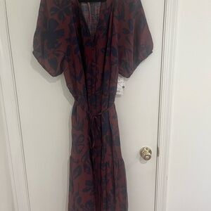 Sonoma Puff Sleeve V-Neck Tiered Floral Midi Dress Size 2X- NWT